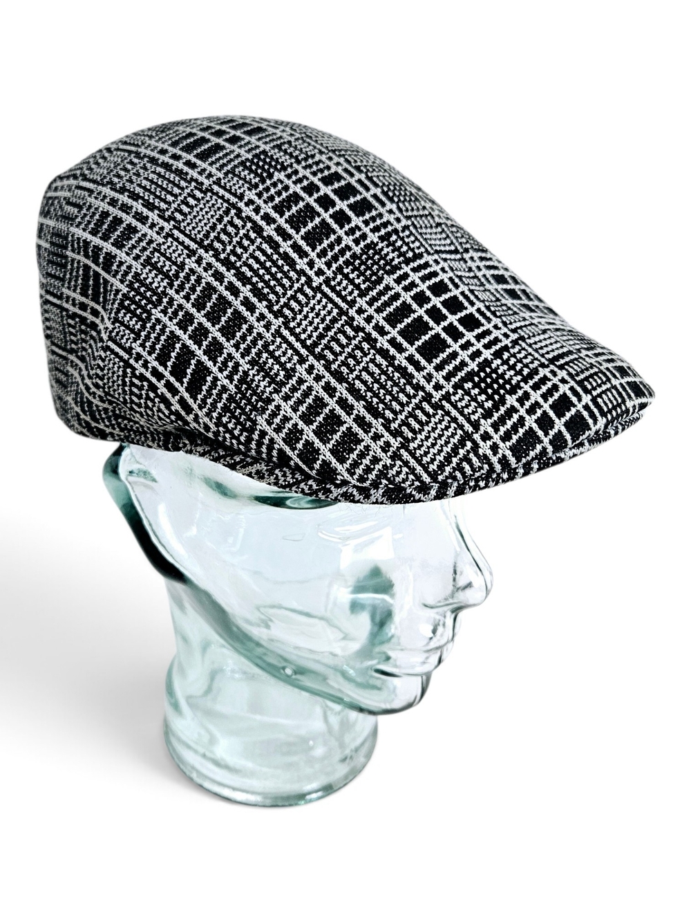 Kangol Flat Cap M Prep Plaid Jacquard Ivy Driver Newsboy Hat Black Gray Retro